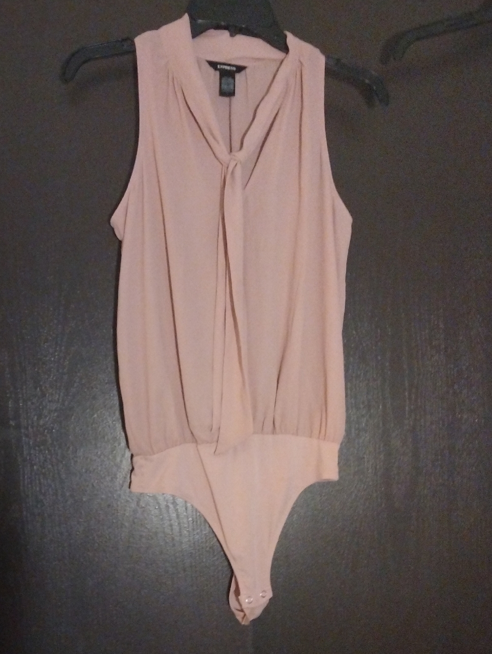Express Blush Pink Tie-Neck Sleeveless Bodysuit